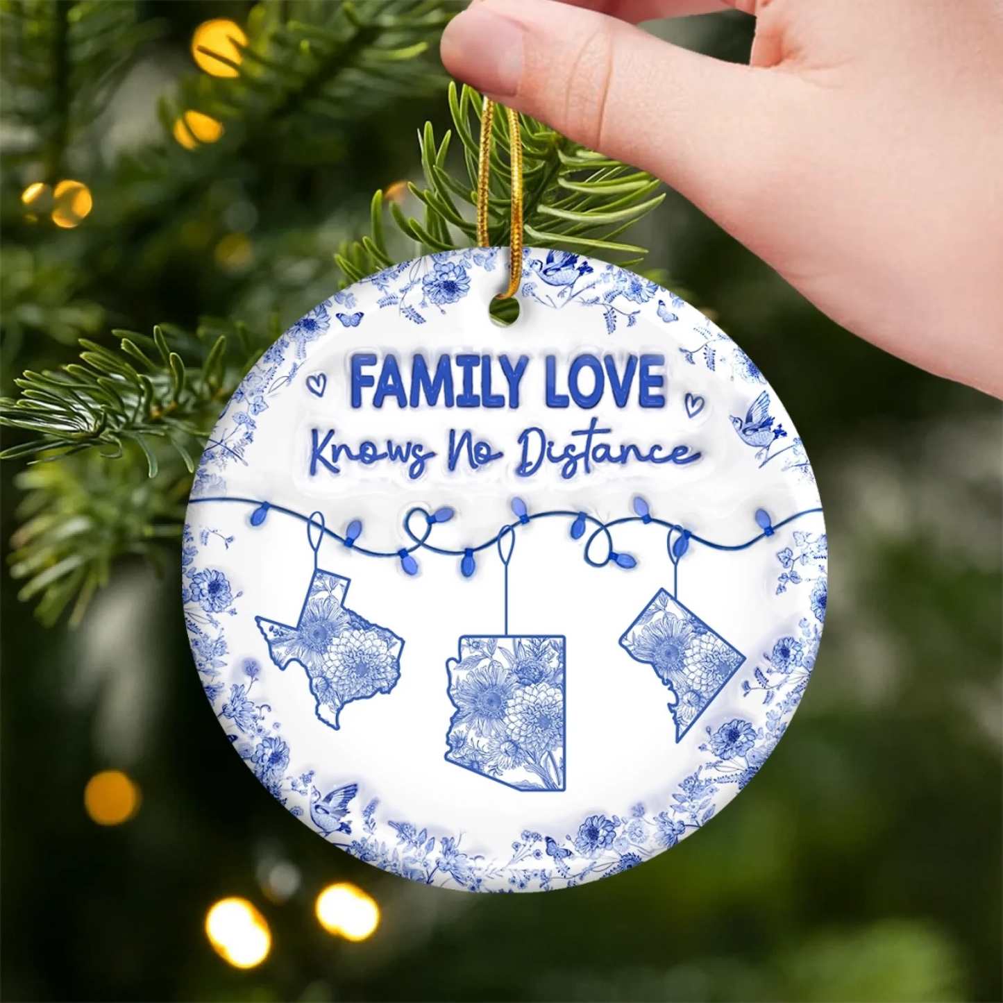 Custom Long Distance Ceramic Ornament - Personalized Christmas Birthday Gifts For Mom, Dad, Brother, Sister, Kids - Miles Apart But Always Close At Heart