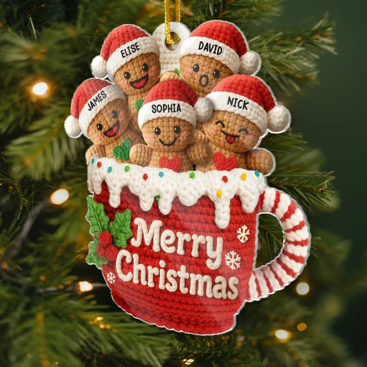 Love Gathers Around Us - Personalized Acrylic Ornament - Personalized Christmas Birthday Gifts For Mom, Dad, Brother, Sister, Kids