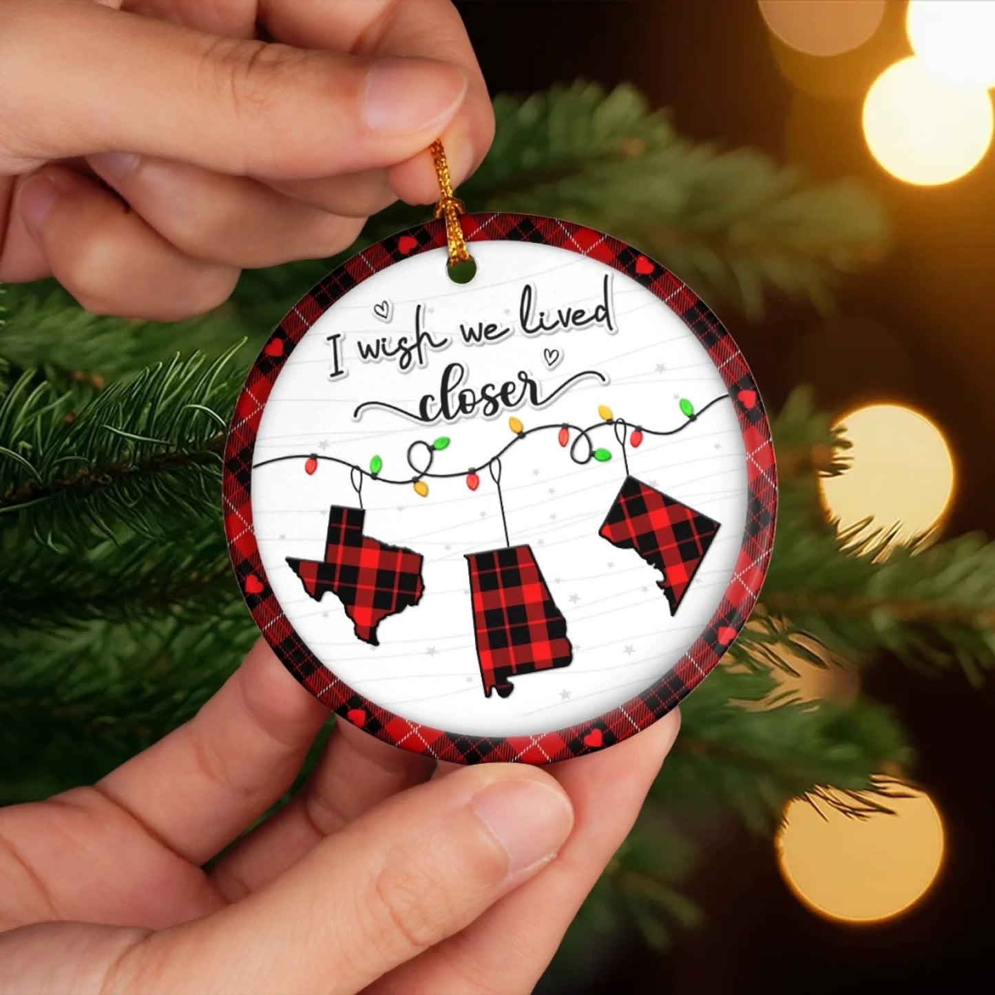 I Wish We Lived Here Ceramic Ornament - Personalized Best Friend Christmas Birthday Gifts For Women, Besties, Sisters, BFF