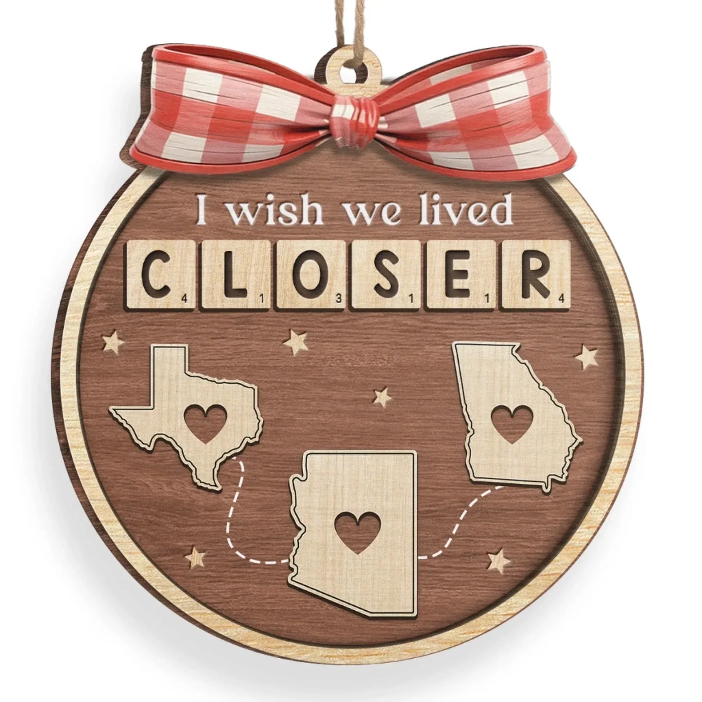 Custom Long Distance Wood Ornament - Personalized Best Friend Birthday Gifts For Women, Besties, Sisters, BFF - Across Borders Our Bond Remains