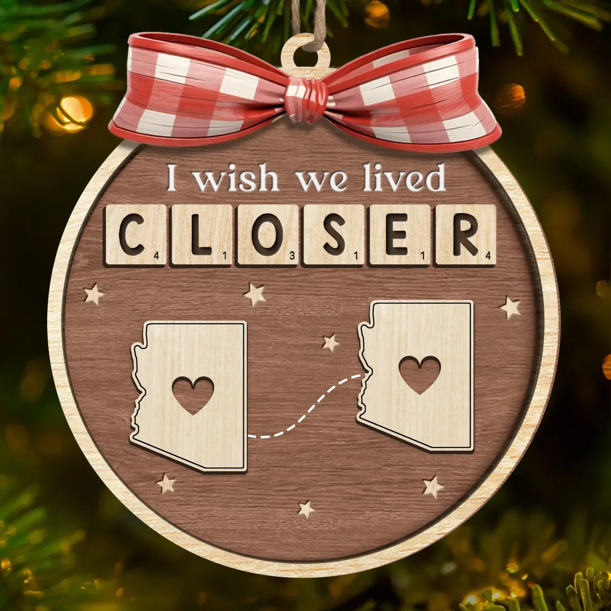 Custom Long Distance Wood Ornament - Personalized Best Friend Birthday Gifts For Women, Besties, Sisters, BFF - Across Borders Our Bond Remains