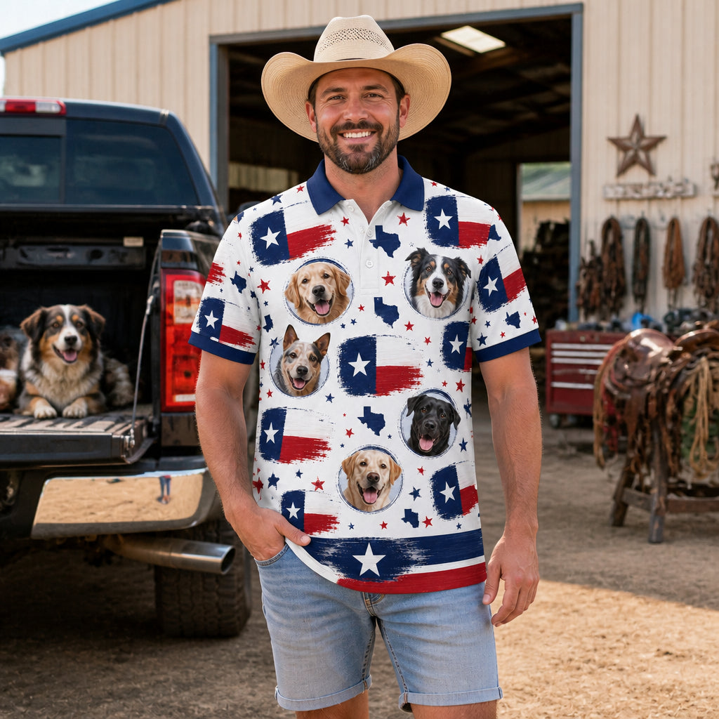Custom Pet Photo Texas Flag Shirt - Lifestyle 2