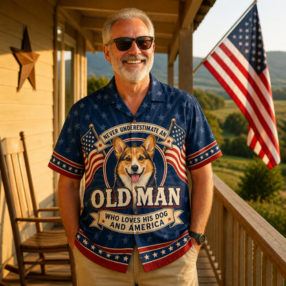 Old Man Dog & America Patriotic Hawaiian Shirt - Lifestyle 1