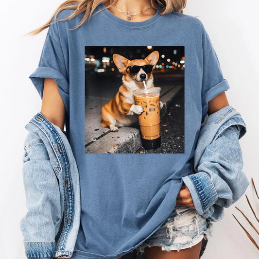 Funny Dog Cat Drinking Iced Coffee - Funny Personalized T-Shirt Dog Cat Lover Gift