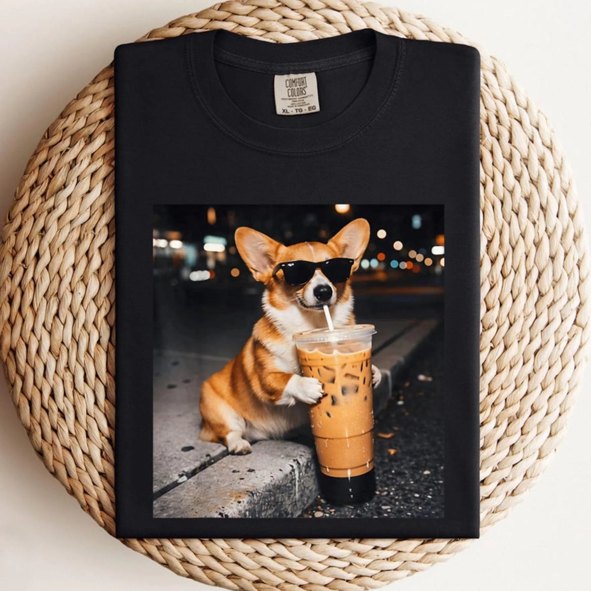 Funny Dog Cat Drinking Iced Coffee - Funny Personalized T-Shirt Dog Cat Lover Gift