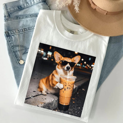 Funny Dog Cat Drinking Iced Coffee - Funny Personalized T-Shirt Dog Cat Lover Gift