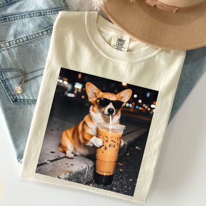 Funny Dog Cat Drinking Iced Coffee - Funny Personalized T-Shirt Dog Cat Lover Gift