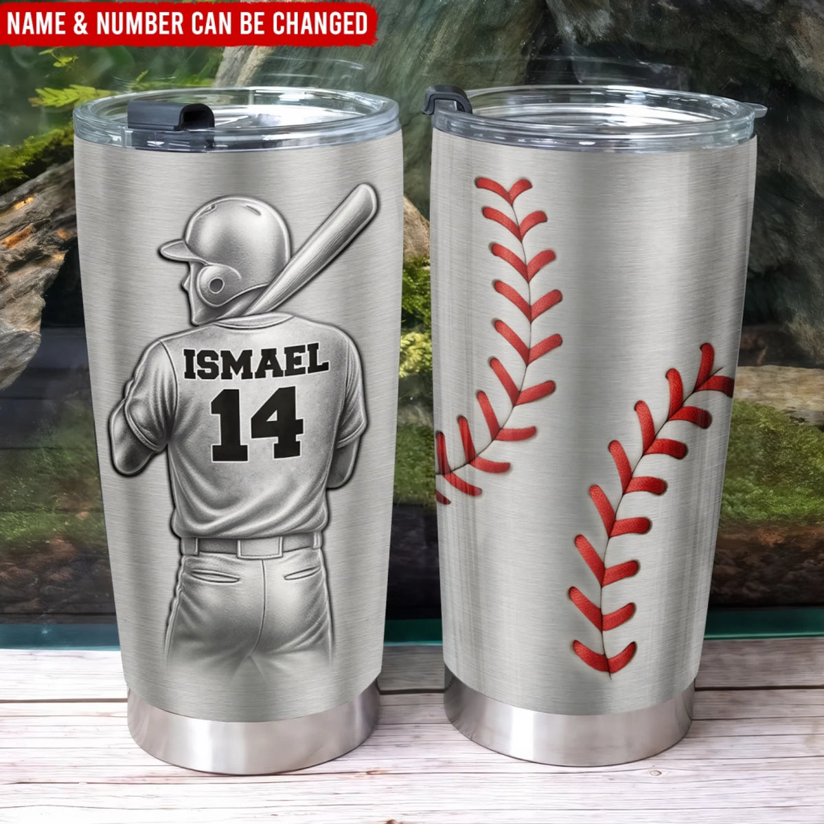Baseball Player With Name & Number - Personalized Tumbler, Gift For Baseball Lover