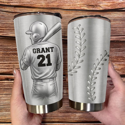 Baseball Player With Name & Number - Personalized Tumbler, Gift For Baseball Lover