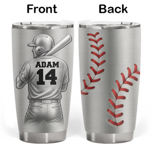 Baseball Player With Name & Number - Personalized Tumbler, Gift For Baseball Lover