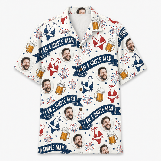 Simple Man Face Pattern Hawaiian Shirt - Hero