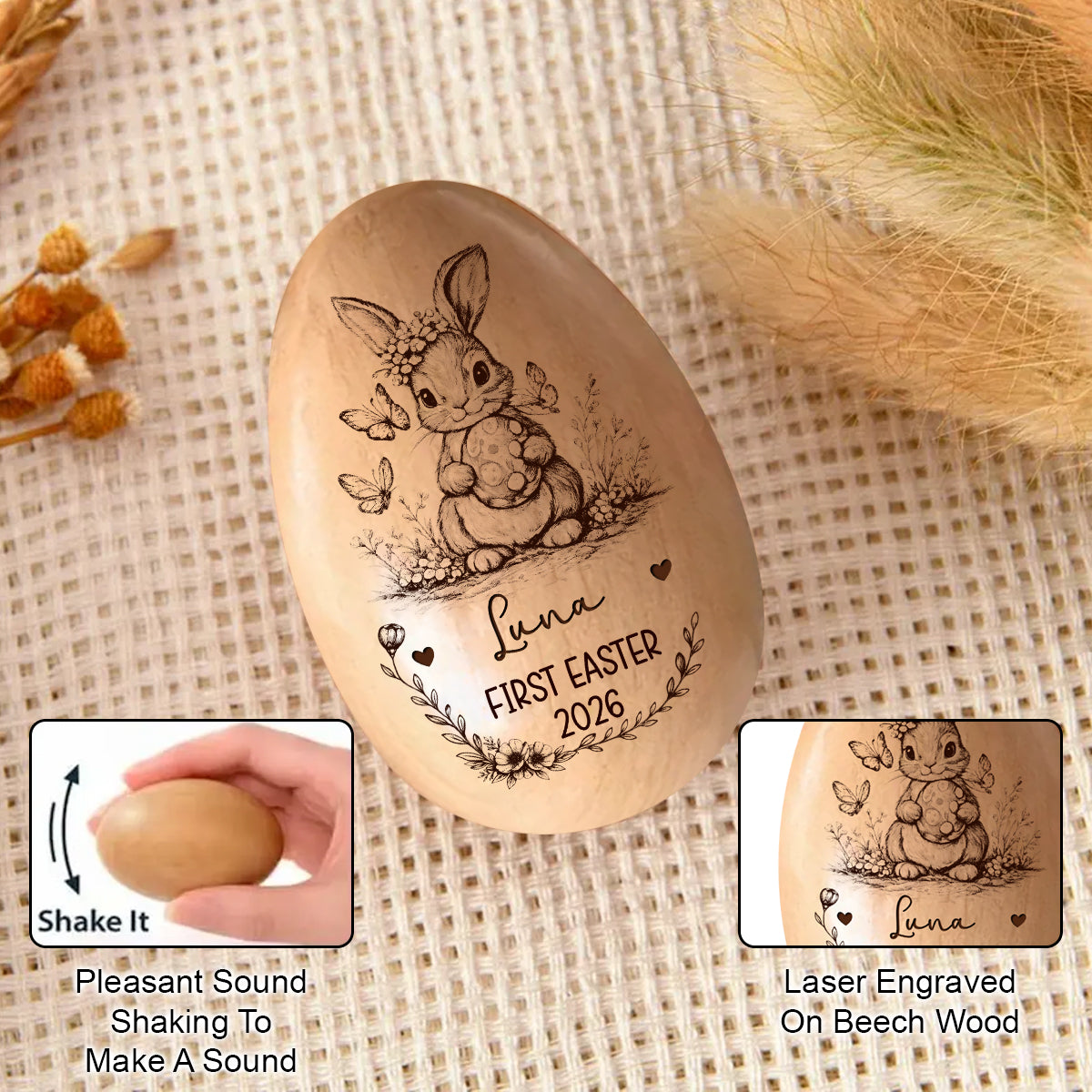 Personalized First Easter Wooden Egg Keepsake - Wooden Easter Eggs
