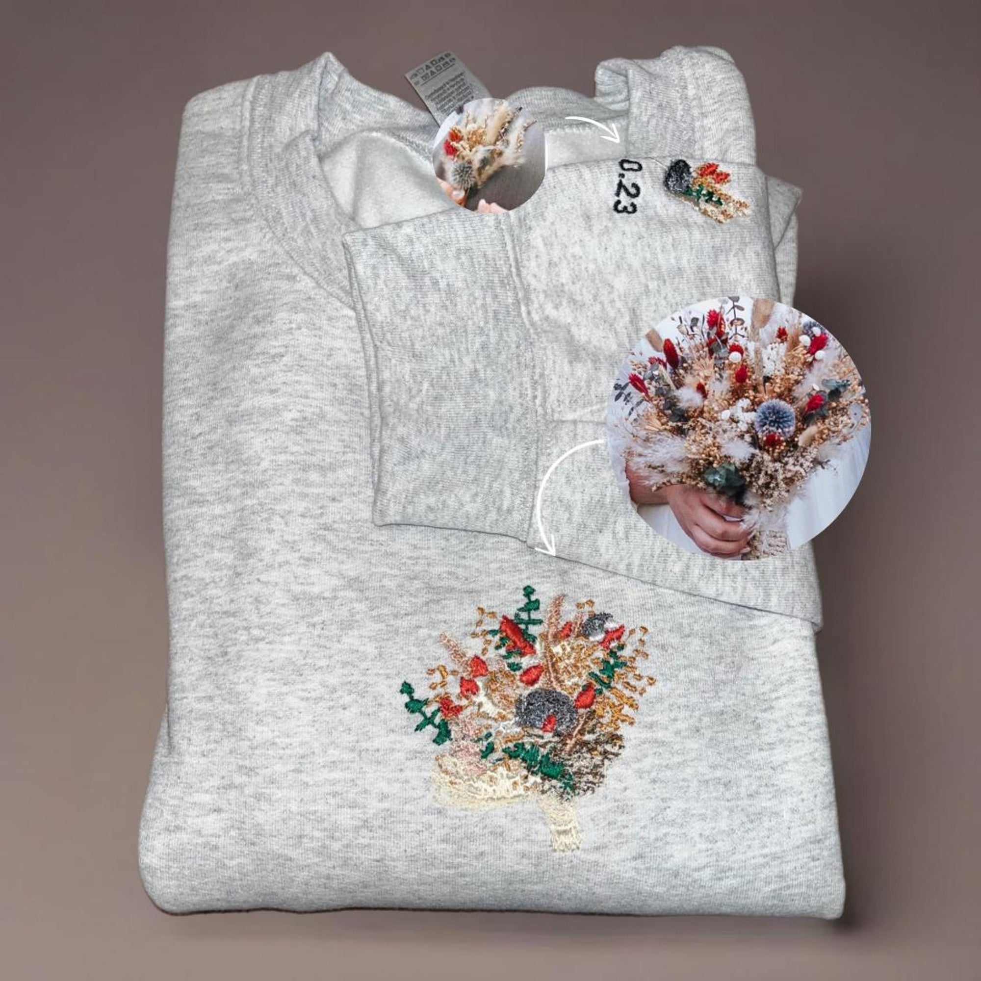 Custom Bridal Bouquet and Boutonniere Sweatshirt, Wedding Date Embroidered Crewneck 6_13bc07be-a59b-48c4-b610-fde6771b4839.jpg?v=1743402785