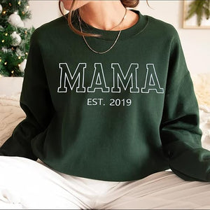 Personalized Embroidered Mama Sweatshirt With Kid Names On Sleeve, Mom Sweatshirt For Women, Gifts For Mom Grandma Mothers Day Christmas, New Mom Gifts