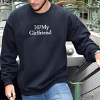 I Love My Girlfriend Embroidered Sweatshirt Hoodie, Embroidered Initials On Sleeve, Gift For Couple