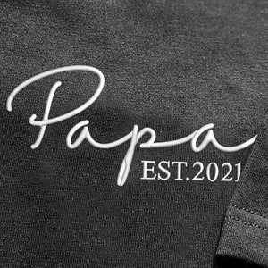 Papa Est Embroidered Father's Day Shirt