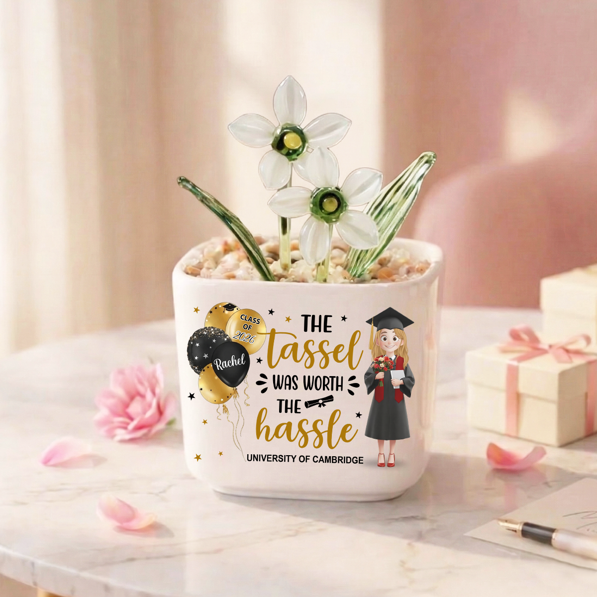 Graduation 2026 - Personalized Glass Everlasting Flowers