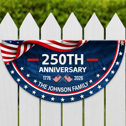 Custom Family Name 250th Anniversary 1776-2026 America Non-Pleated Fan Flag