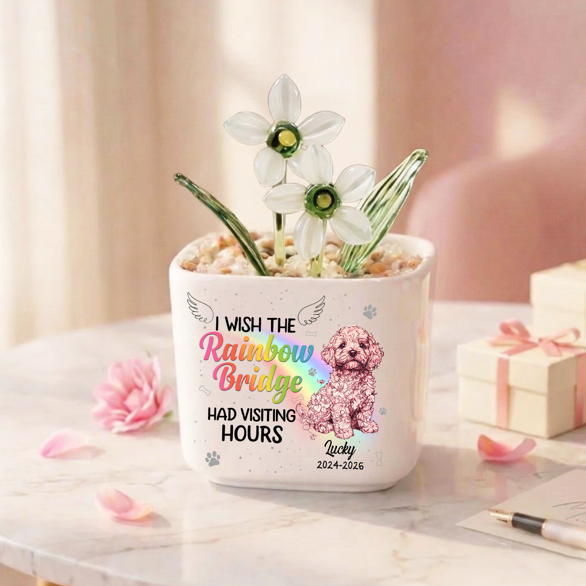 Piece Of My Heart Personalized Glass Everlasting Flowers