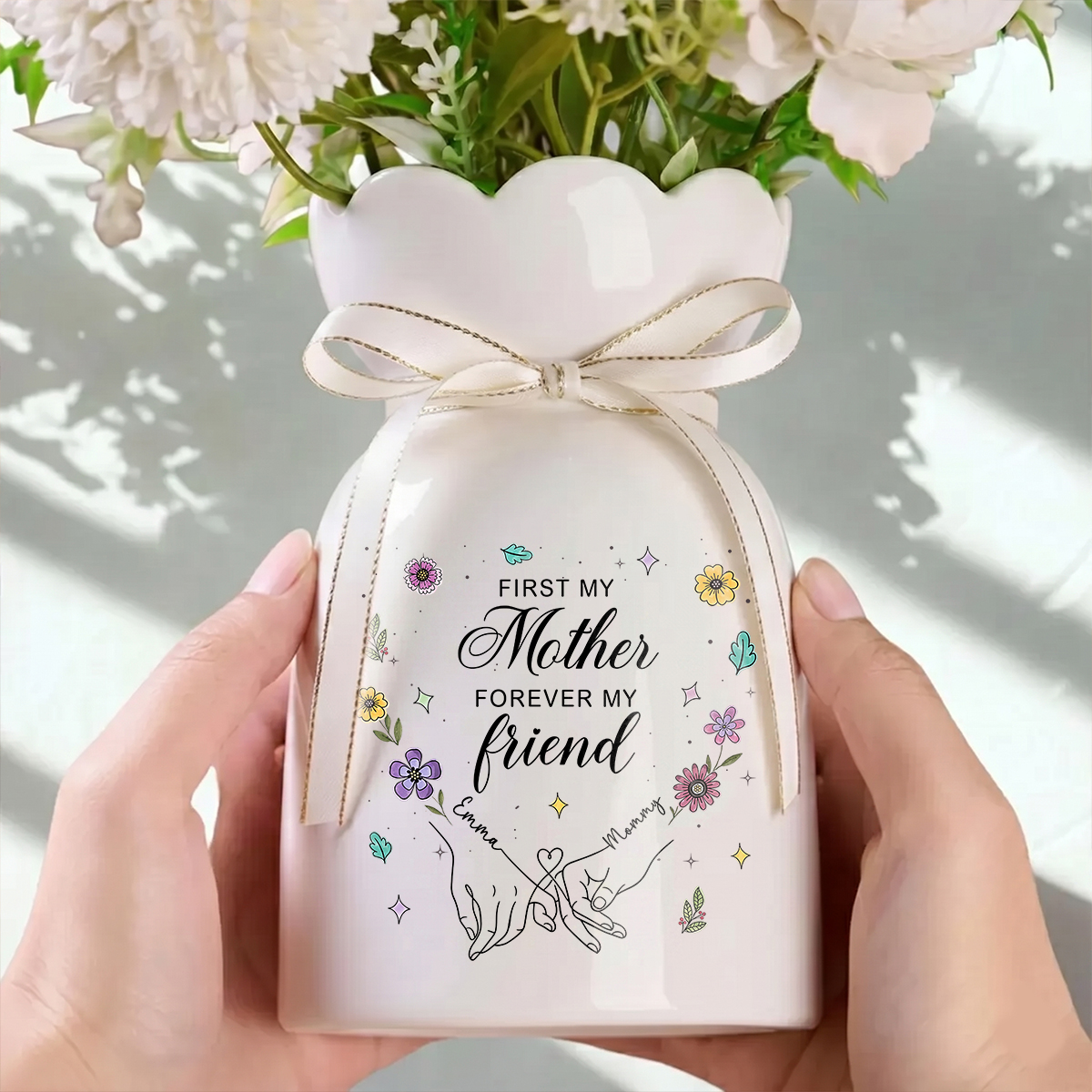 Custom Vase - Personalized Custom Ribbon Tie Flower Vase