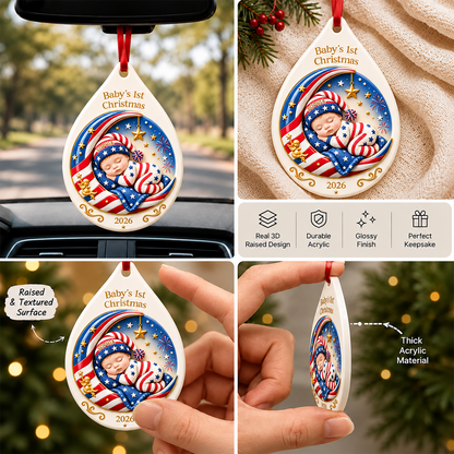 Baby’s First Christmas Moon Ornament - Real 3D Raised Ornament