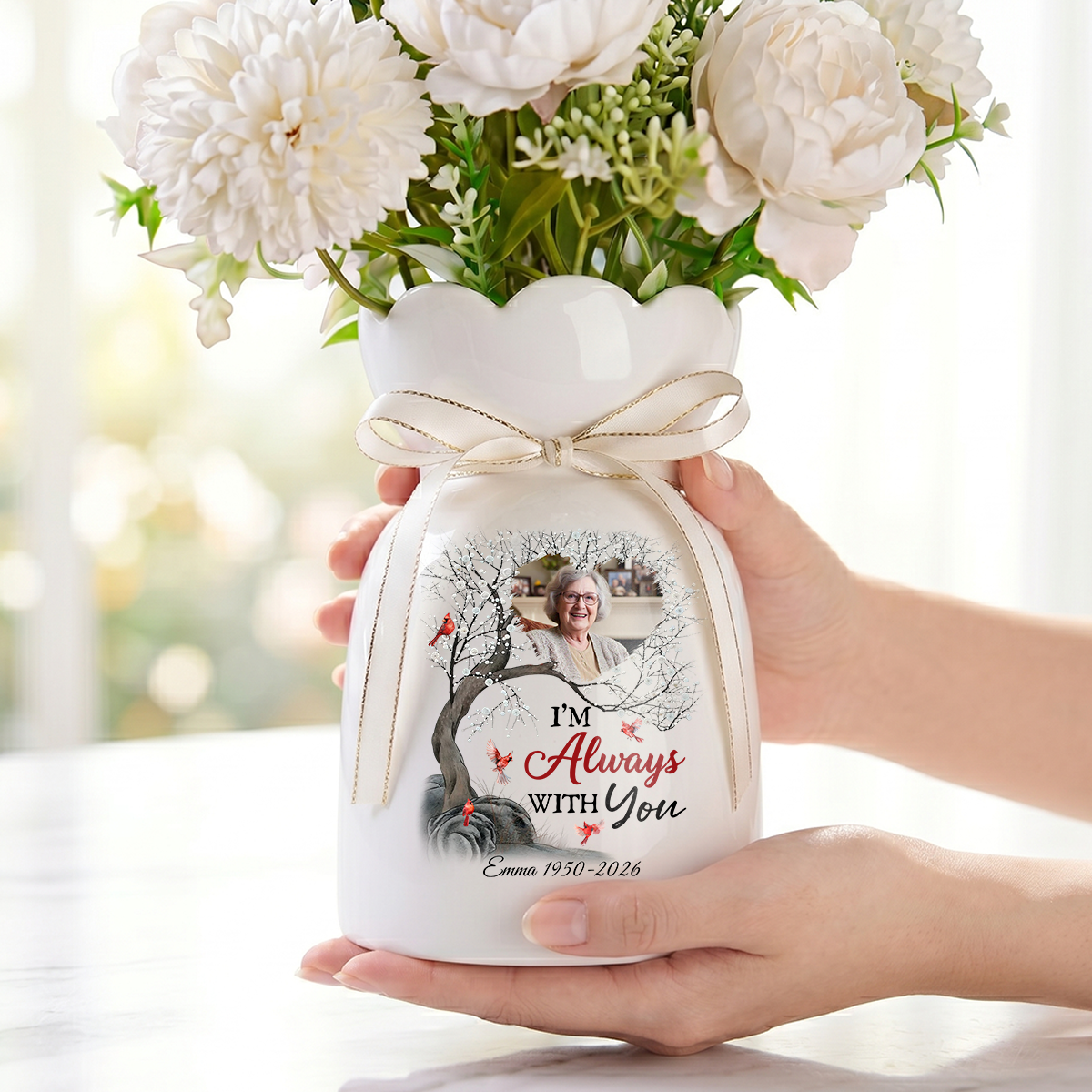 Always With You Personalized Ribbon Tie Flower Vase