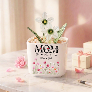 Mom We Love You - Personalized Glass Everlasting Flowers