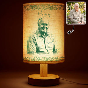 Custom Photo Pencil Sketch Memorial Family Dog Cat Portrait - Personalized Table Lamp