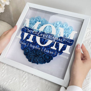 We Love You Mom - Personalized Flower Shadow Box