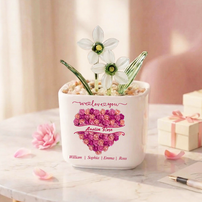 We Love You - Personalized Glass Everlasting Flowers