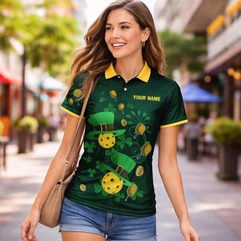 Custom Pickleball Polo Shirt St Patrick Day