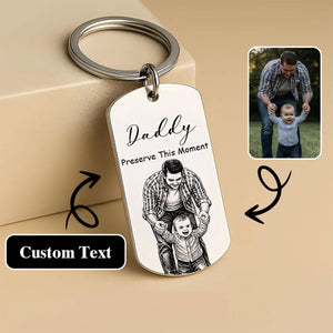 Pencil Sketch Father's day - Personalized Keychain