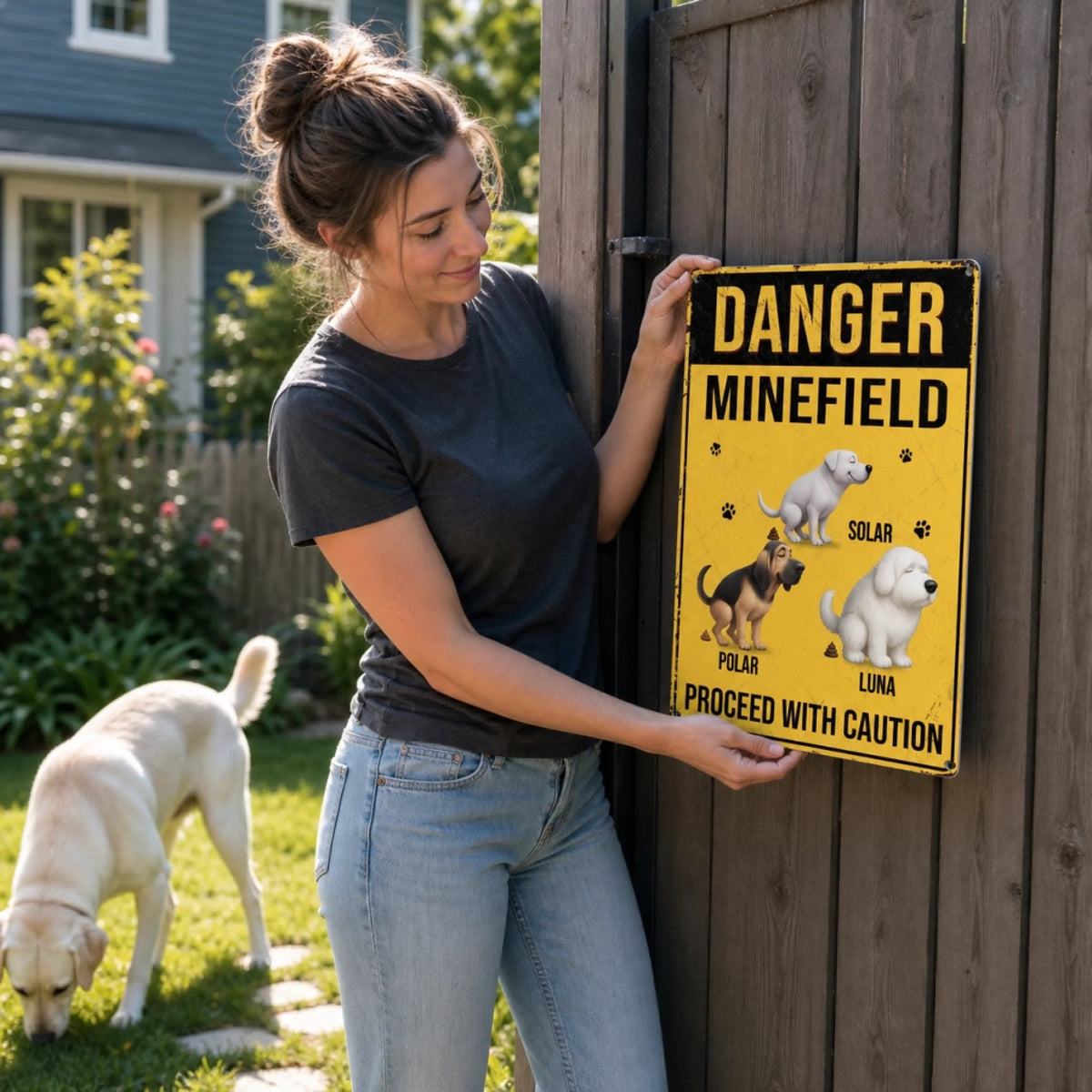 Danger Minefield - Personalized Metal Sign For Dog Lovers