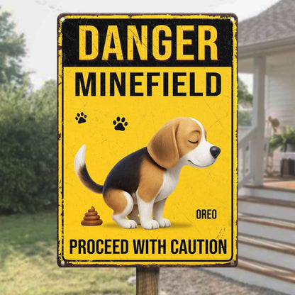 Danger Minefield - Personalized Metal Sign For Dog Lovers