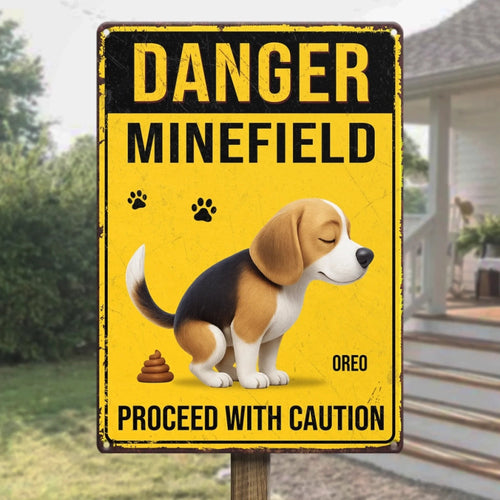 Danger Minefield - Personalized Metal Sign For Dog Lovers