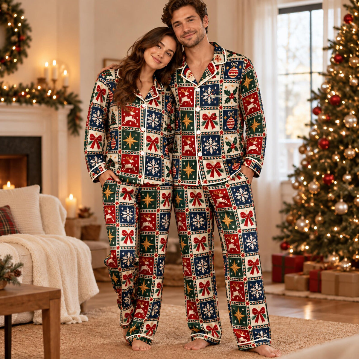Matching Family Christmas Pajamas, Satin Pajama Set with Vintage Patchwork Print 6aff8e45-9e80-4495-ba48-212ddbfb9e00-il_1588xN.8675798285_n0sg.jpg