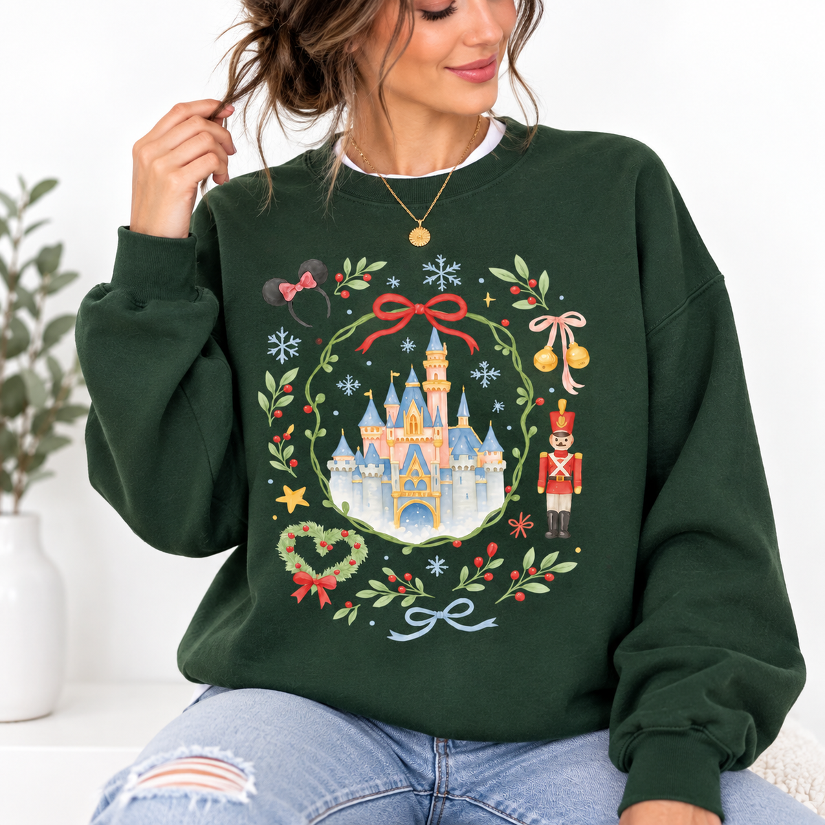 Retro Coquette Bow Disney Castle Christmas Sweatshirt, Magic Kingdom Nutcracker Holiday Crewneck 6b2caa84-1e43-444d-96e8-bd22db7baa46-90.png