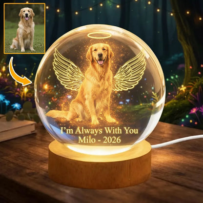 Personalized Pet Angel Memorial Light - Crystal Ball Night Light
