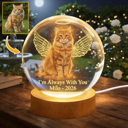 Personalized Pet Angel Memorial Light - Crystal Ball Night Light