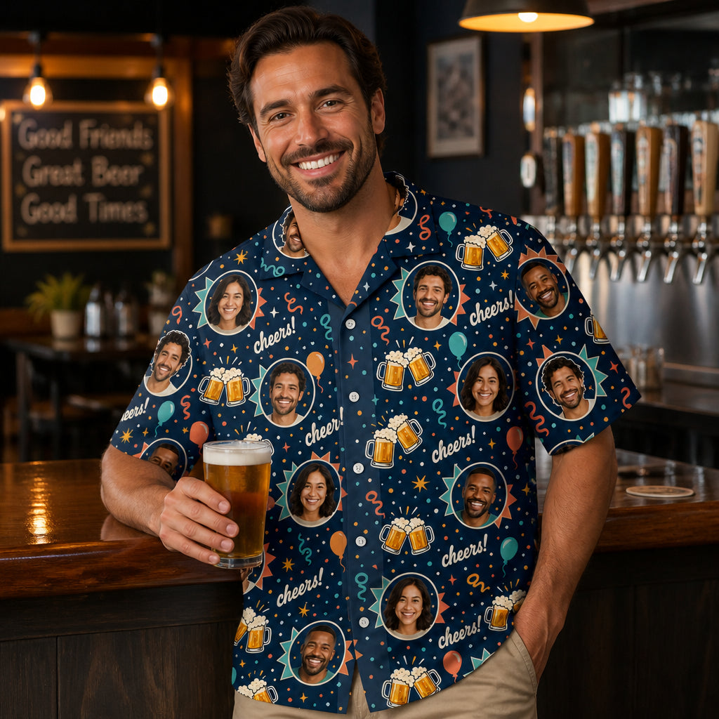 Custom Face Birthday Beer Hawaiian Shirt - Lifestyle 1