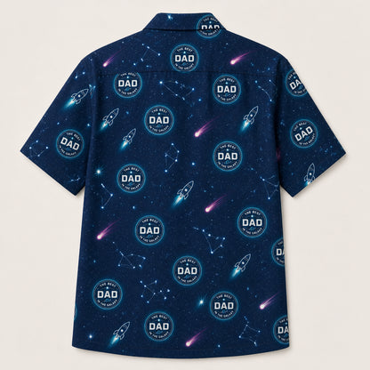 Best Dad in the Galaxy – Mission Patch Hawaiian Shirt (Personalized Name) - Back view
