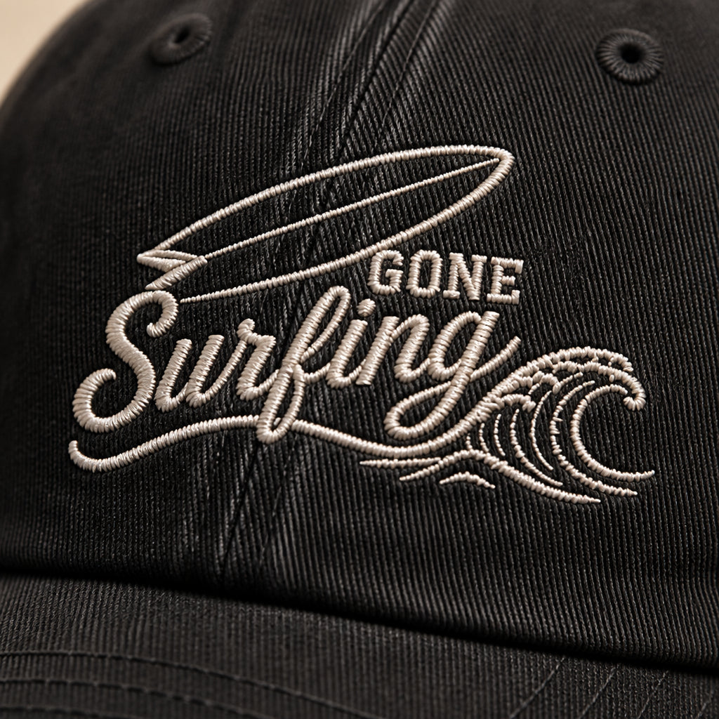 Gone Surfing Embroidered Dad Cap - How it is made