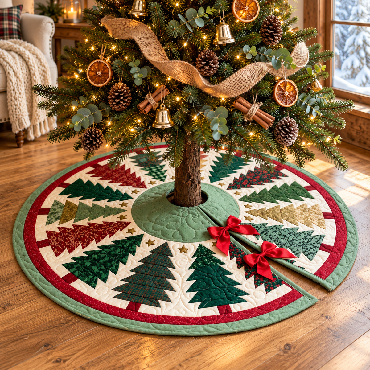Christmas Tree Quilted Tree Skirt, Patchwork Christmas Tree Skirt, Red Green Holiday Tree Base Cover, Traditional Xmas Decor, Family Gift 6d3f3cf6-ddd8-42b9-b696-9c25e27a9eb4-banner-1.png