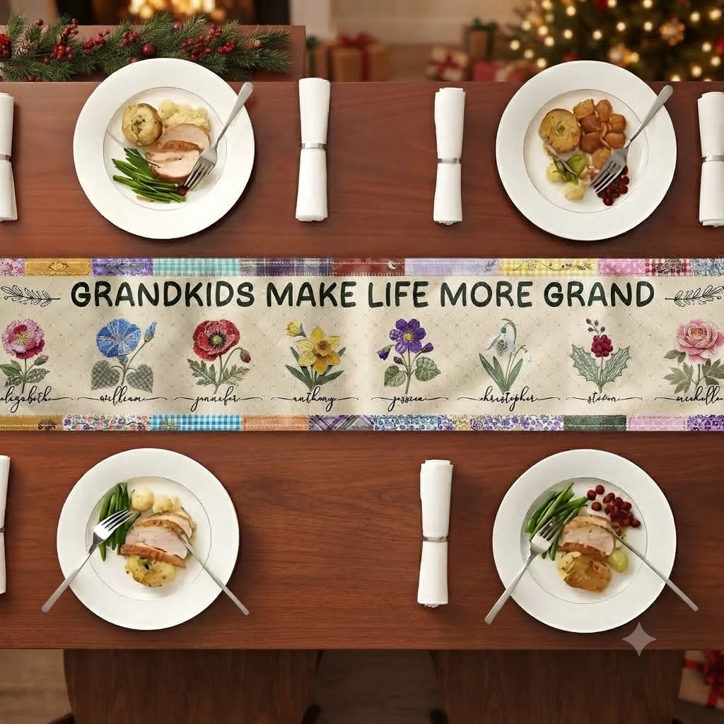 Grandkids Make Life More Grand - Personalized Table Runner 6d8f8553-82a2-4ceb-b1d3-80e2da267594-d41a1fa0-61fd-4a7e-a2cf-406ca3b774e8.jfif