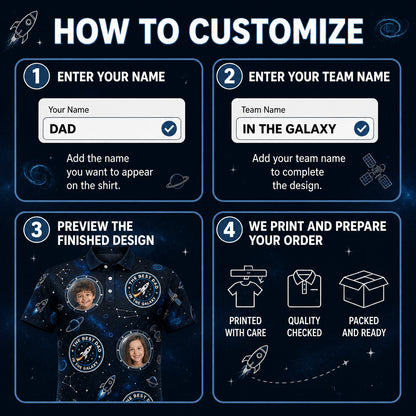 Best Dad in the Galaxy – Space Mission Photo Polo - How to customize