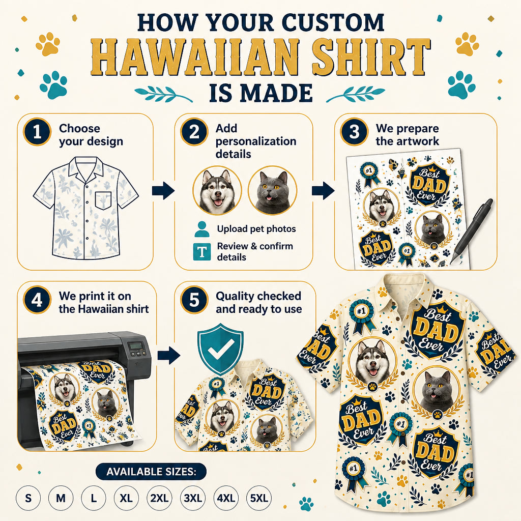 Best Dad Ever Pet Photo Hawaiian Shirt - How it is made
