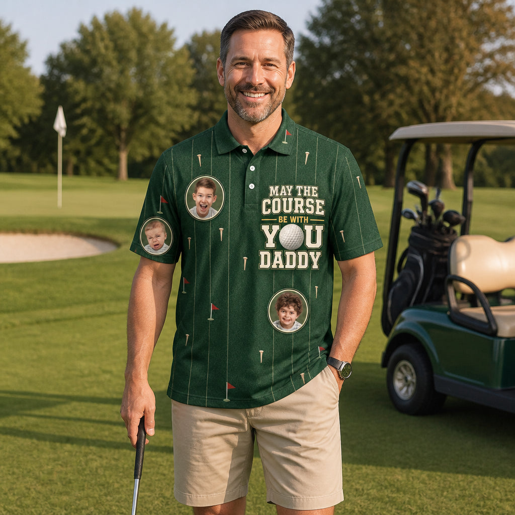 Golf Dad Photo Polo – May The Course Be With You - Lifestyle 2