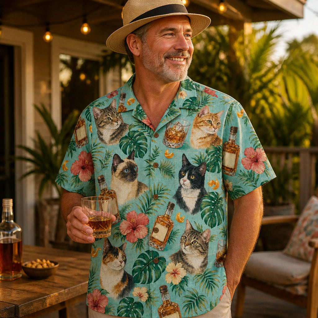 Whiskey & Cats Tropical Hawaiian Shirt - Lifestyle 2