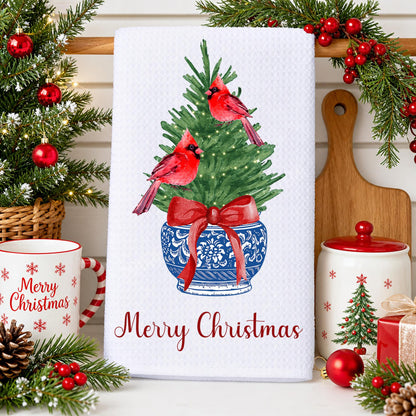 Personalized Chinoiserie Cardinal Christmas Tree Dish Tea Hand Kitchen Towel, Kitchen Decor Gift- Winter Decor-Housewarming Hostess Gift 6f09c7e7-657b-4156-bd20-09b9044eb423-1.jpg