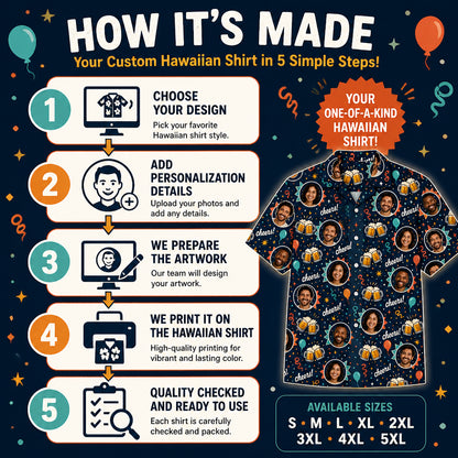 Custom Face Birthday Beer Hawaiian Shirt - How to customize